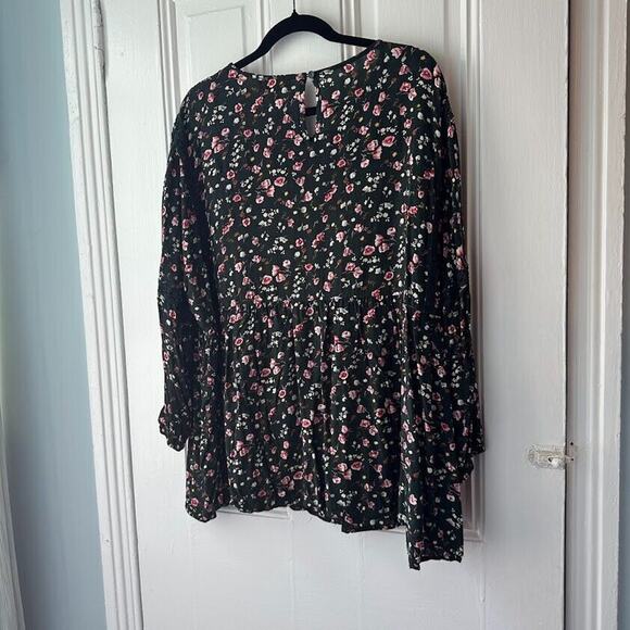 Weekend Suzanne Betro Blouse Womens 3X Dark Green Floral Crochet Boho Cottage - Picture 4 of 5